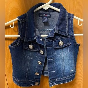 Limited Too Denim Vest with Embellished Faux Crystal Buttons 2T Girls